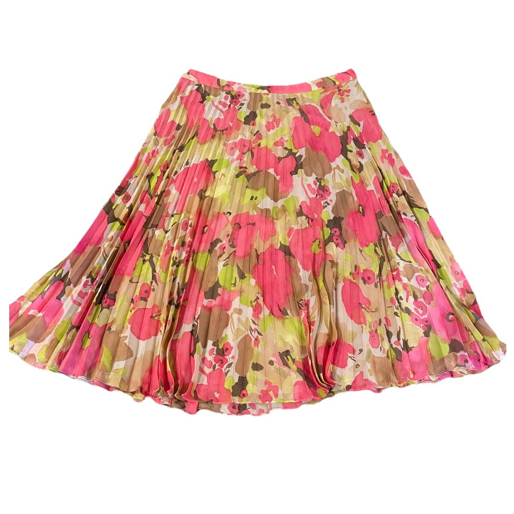 Ann Taylor LOFT pink floral pleated skirt, size 8P